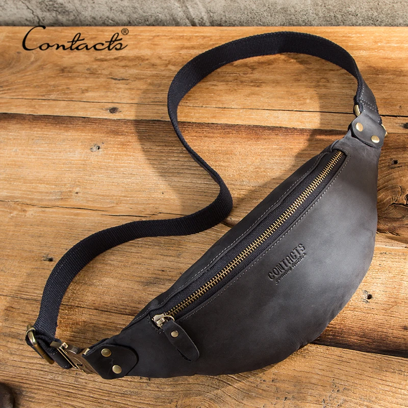 CONTACT'S-riñonera de cuero Horse hombre, bolso de cintura de viaje, bolso de pecho multifunción, 100% - AliExpress