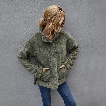 

Winter Women Pullovers Stand Neck Thicken Hoodies Women Tops Long Sleeve Hoody Sweatshirts Ladies Autumn Warmer Coat