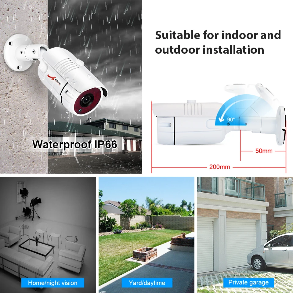 ANRAN 1080P Analog HD Camera 6CH Surveillance System 2MP CCTV Indoor&Outdoor Video Surveillance System IR Night Vision IP66