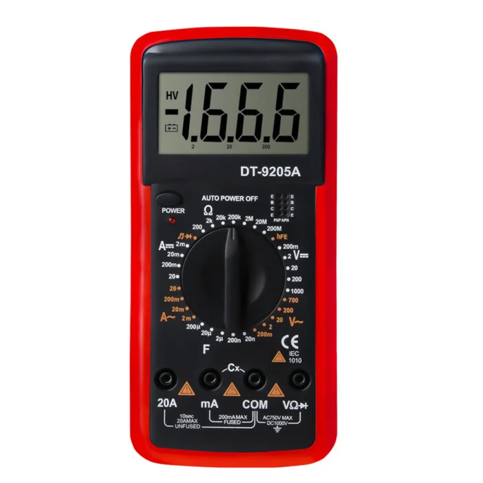 DT9205A Цифровой мультиметр с ЖК-дисплеем ручной AC DC Автоматический Диапазон мультиметр Амперметр Омметр Измеритель сопротивления емкости J