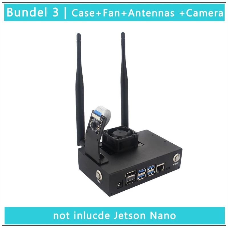 Bundle 3 Nvidia Jetson Nano металлический чехол корпус Поддержка охлаждающий вентилятор камера и антенна кнопка переключения питания для JETSON NANO - Цвет: Bundle 3