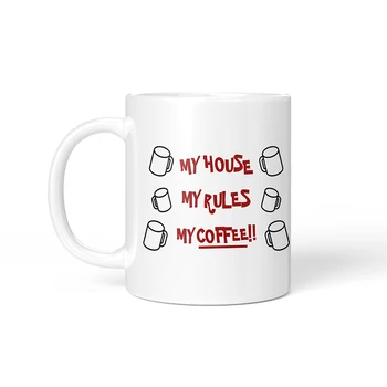 

1Pcs New 350ml Creative My House Rules Coffee Color Changing Mug Ceramic Breakfast Milk Tea Cup for Friends Lovers
