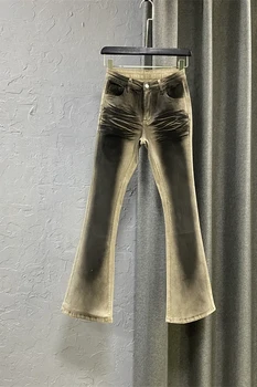 Damskie Jeansy Barwione - Elastyczne - Skinny - Khaki 6