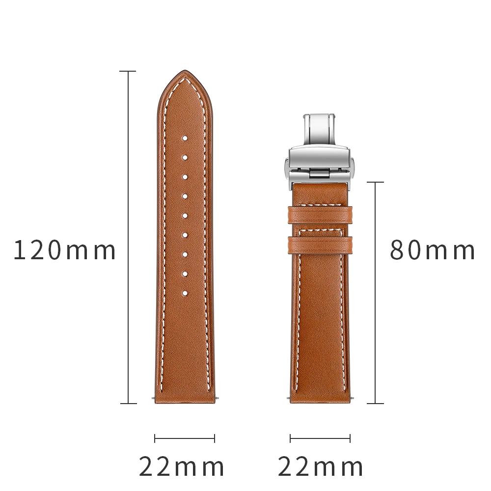 Brown-W Onthelevel настоящая воловья Бабочка Пряжка Amazfit ремешок наручные часы аксессуары для huawei часы samsung GearS3 - Цвет ремешка: Brown-W