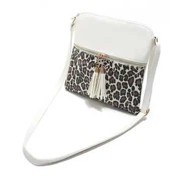 

Women Fashion Leopard Pattern PU Leather Handbag Shoulder Bag with Tassel Purse L9BE