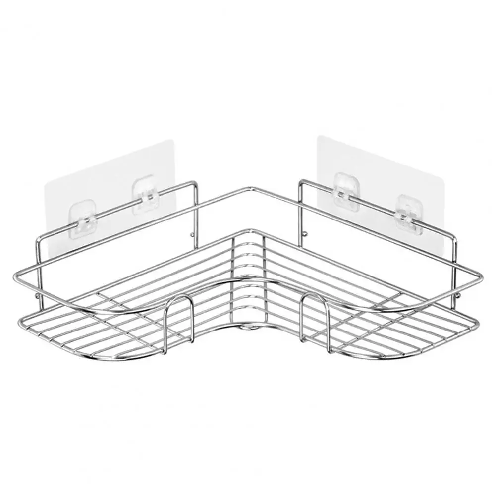 1 Set Durable Shower Sundries Organizer Corner Storage Rack Widely Use Sundries Storage Shelf Stable for Indoor