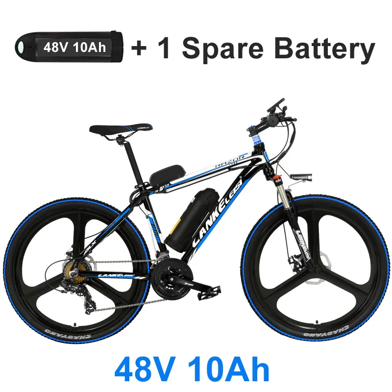 MX3.8 Elite 26 дюймов горный велосипед 48V 15Ah Мощность Фул Батарея, 7 Скорость для е-байка, Мощность е велосипедов, передние и задние дисковые тормоза - Цвет: Black Blue 10A Plus