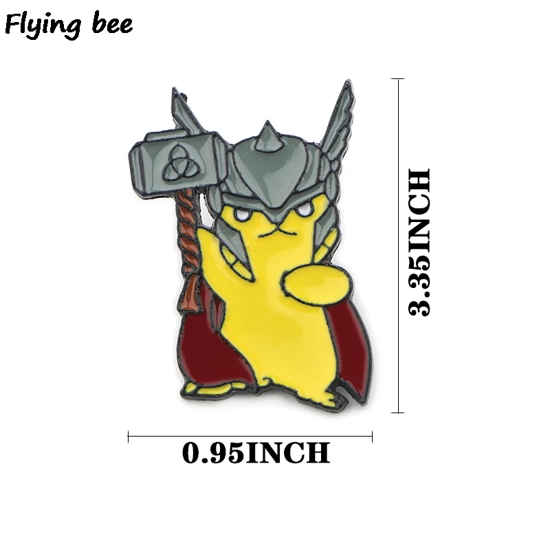 Flyingbee мультфильм Забавный Пикачу булавка эмаль для одежды сумки значок для рюкзака смешная Милая брошь рубашка нагрудные булавки X0402