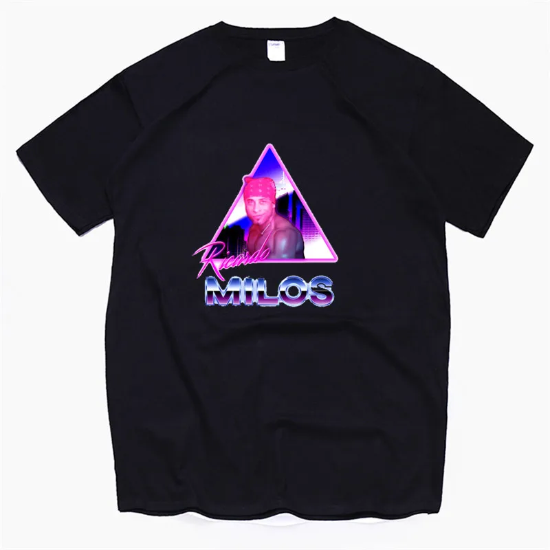 T131A-black Ricardo Milos Эстетическая Vaporwave Винтажная летняя мужская футболка Harajuku уличная хлопковая Camisetas Hombre Мужская забавная футболка - Цвет: T131A-black