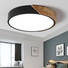 Plafonnier LED ultramince en bois avec télécommande, éclairage d'intérieur, luminaire de plafond, idéal pour une chambre à coucher, un salon, une cuisine, un couloir ou un balcon