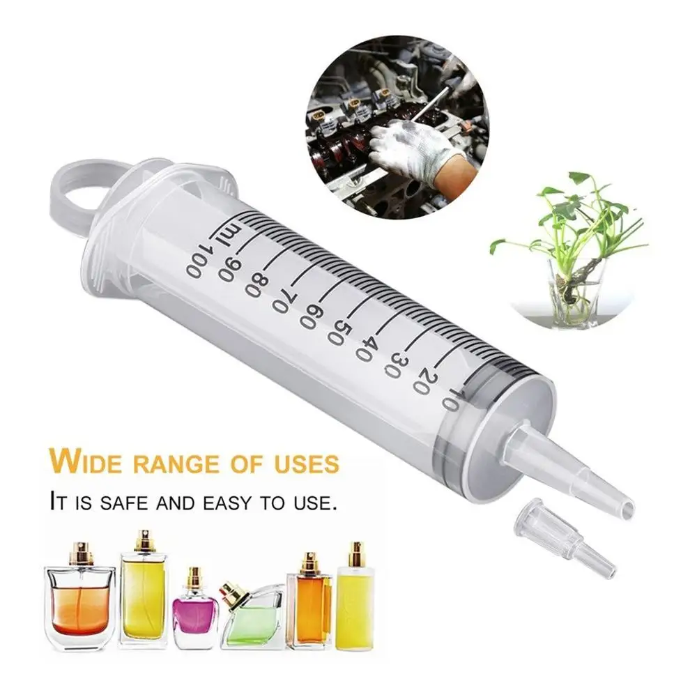 100ML Large Plastic Hydroponics Nutrient Sterile Disposable Measuring Syring Body Fat Monitors Plastic Clear Injector