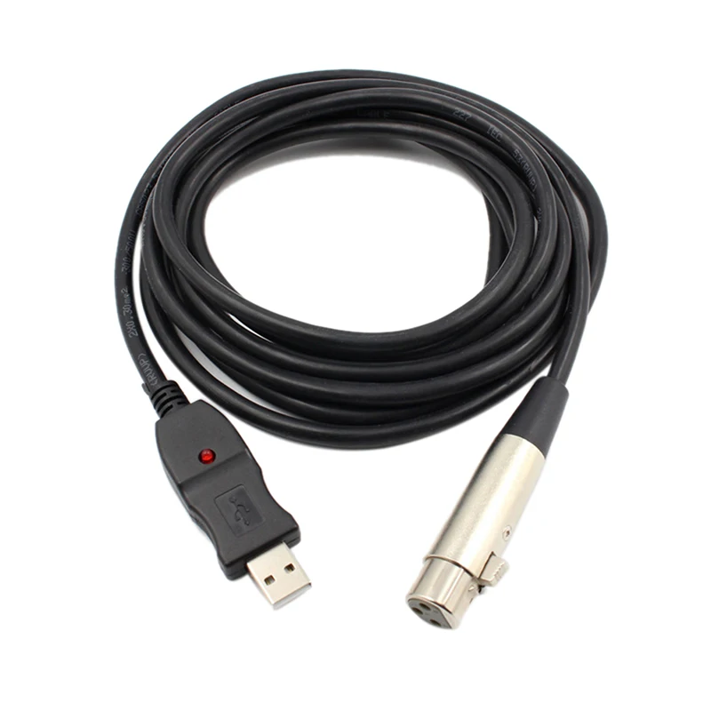 USB Male To 3 Pin XLR Female Microphone MIC Studio Audio Link Cable 3M USB Cable headphones with mic Microphones