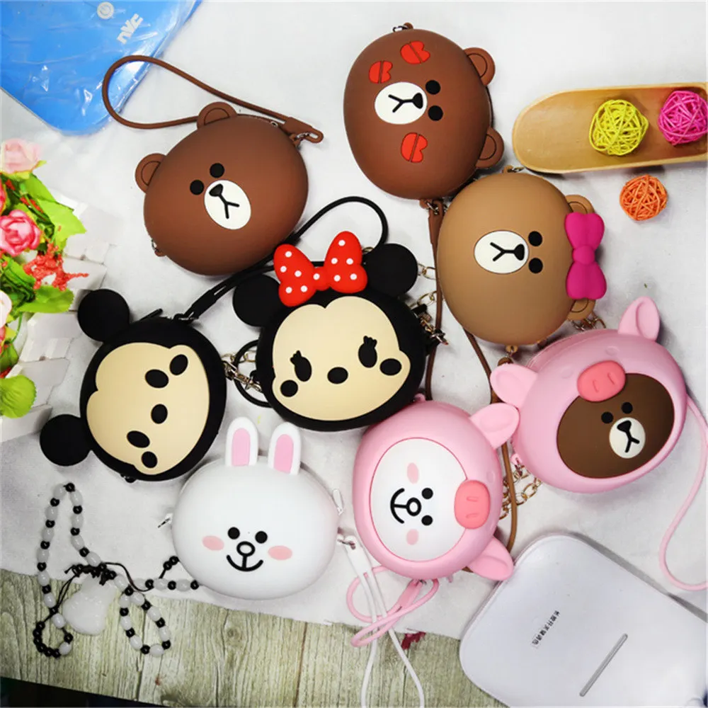 Kawaii Кошелек для монет, кошелек для девочек, мини сумки через плечо, силикагель, на молнии, с ремешком, мультяшная утка, кошелек для монет, мини сумка для хранения