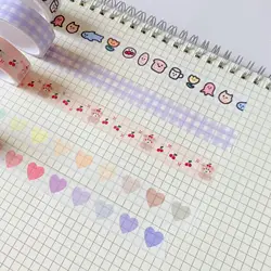 Bande adhésive Washi rétro en forme de cœur, 1 pièce, autocollant mignon cerise déchirable, Kawaii, papeterie de décoration pour Scrapbook, carnet de notes, compte à main, DIY bricolage 
