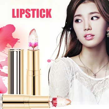 

New Hot Lipstick Flower Jelly Lipstick Gold Foil Round Tube Moisturizing Waterproof SMR88