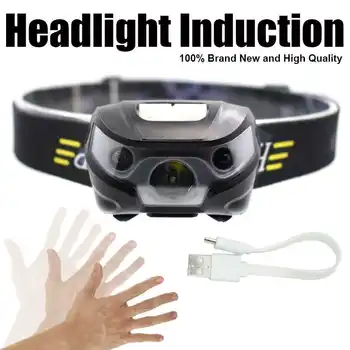 

Body Motion Sensor Headlamp 3 Modes LED Head Light Built-in Battery Rechargeable Frontal Headlight Waterproof Running Head Lamp