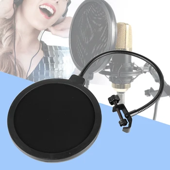 

Microphone Wind Screen Shield Vlogging Broadcasting Portable Studio Singing Speaking Stabilizing Easy Install Double Layer