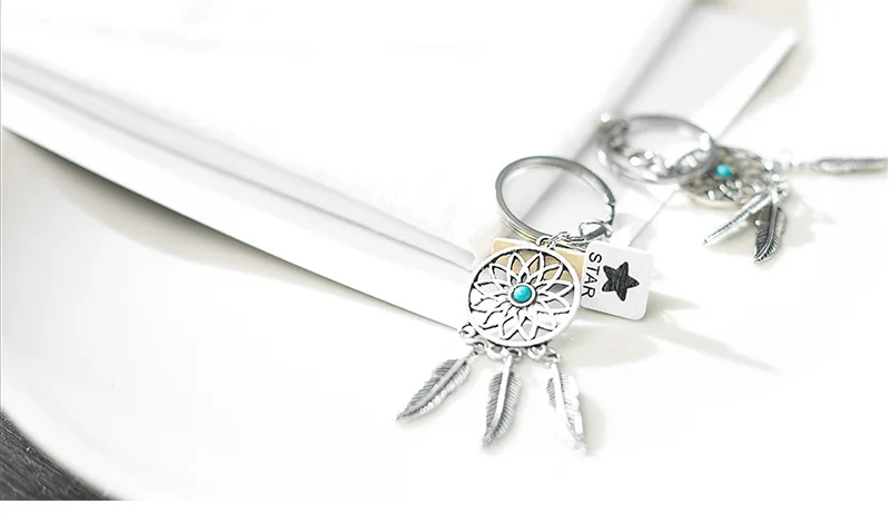 Креативный небольшой свежий металлический брелок Ловец снов перьевой колокольчики Ловец снов брелок для женщин подарок