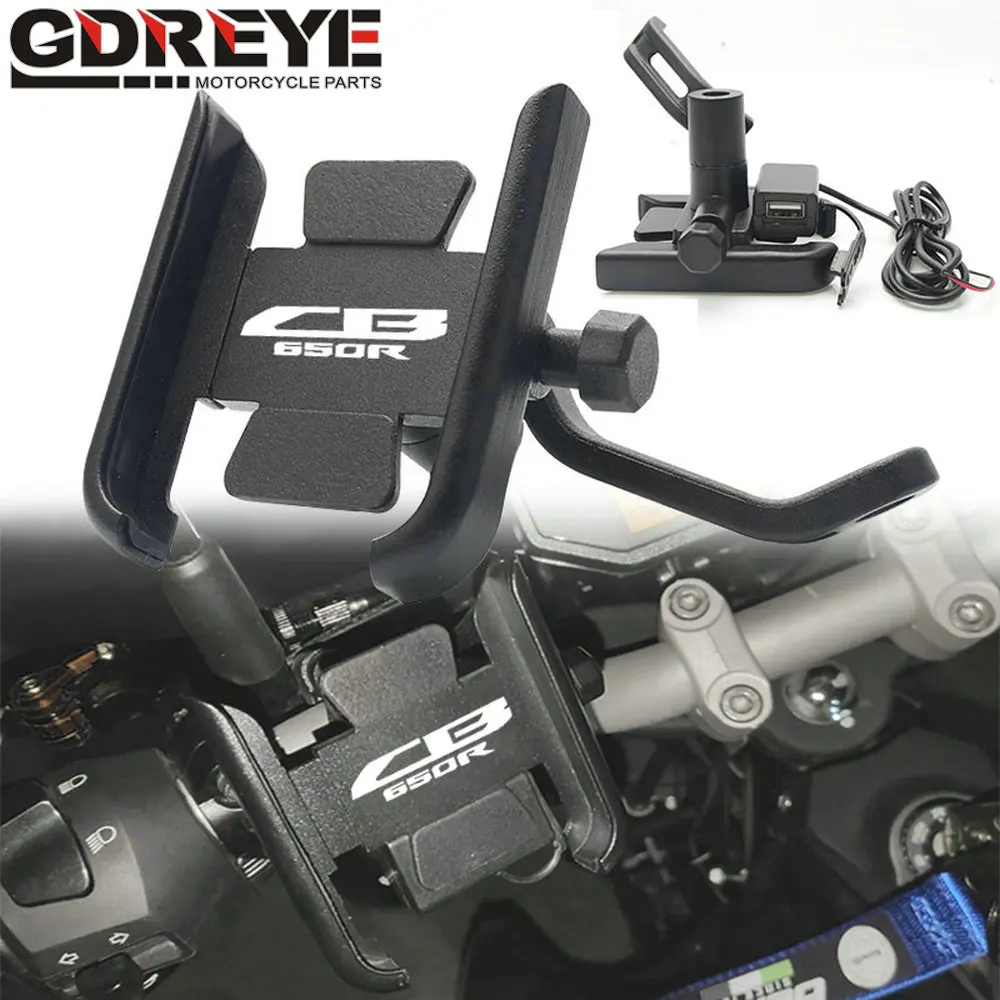 

With LOGO CB650R Motorcycle Accessories handlebar Mobile Phone Holder GPS stand bracket For Honda CB 650R CB650R 2018 2019 2020