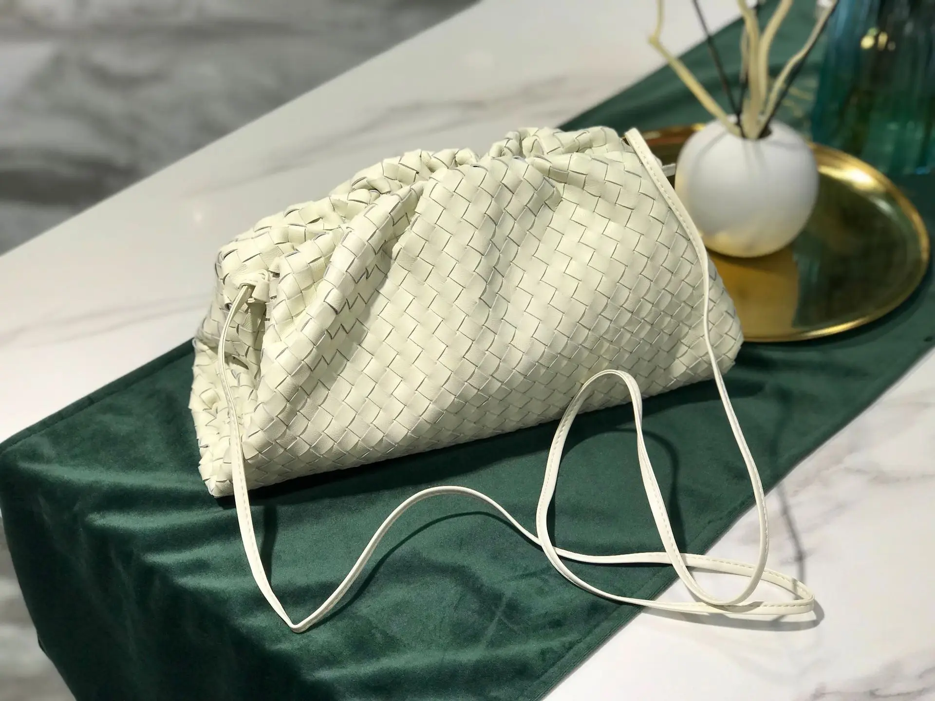 white Роскошные сумки, женские сумки, дизайнерские, натуральная кожа, вязаная сумка, женская сумка, дневной клатч, Half Moon Hobos, сумка-тоут - Цвет: white