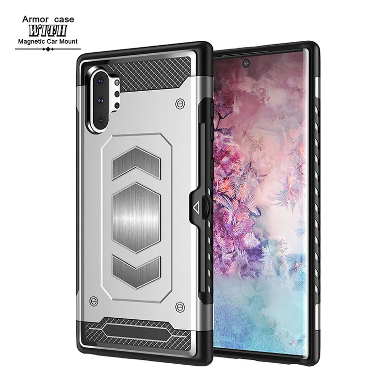 Silver Автоброня Металлические Магнитные Защитный чехол для samsung Galaxy S10 S7 A6 A8 J4 J6 Plus Prime A7 A9 J3 J7 J337 J737 A530F крышка - Цвет: Silver