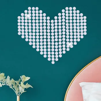 

100pcs 3D Mirror Wall Stickers Mini Acrylic Round Heart Mirror Confetti For DIY Home Room Personality Decor Nursery Mirror Paste