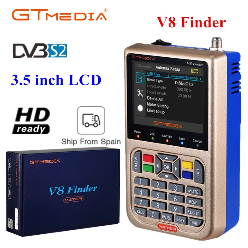 

GTMEDIA V8 satellite finder Digital HD DVB-S2 High Definition Full 1080P sathero MPEG-4 FTA Receptor with 3.5 inch LCD satfinder