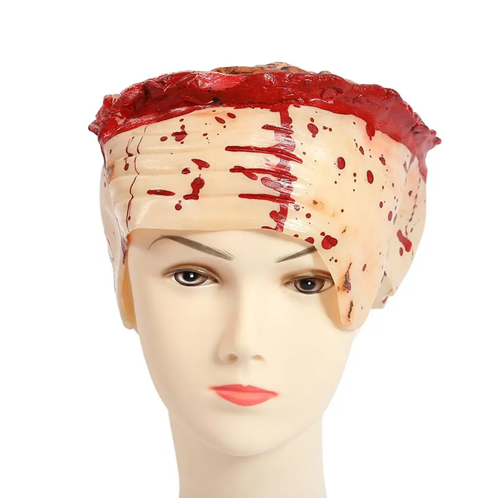 

Realistic Halloween Open Brain Hemorrhage Rubber Head Cap Hat Scary Party Props