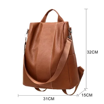 

Fashion Women's PU Leather Backpack Large-capacity Youth Leather Backpacks For Teenage Girls Female School Shoulder Bag Backpack