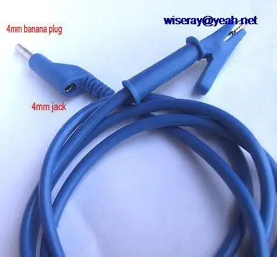 

DHL/EMS 50pcs Copper 4mm banana plug TO Alligator clip silicone Voltage Test probe Cables Blue-A8