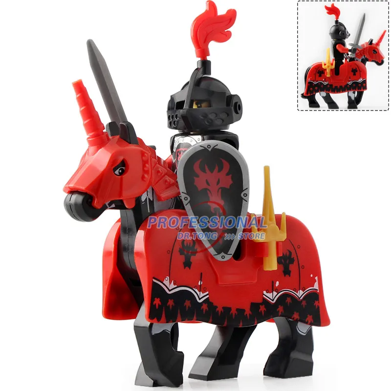 little dutch stacking blocks Single Sale Building Blocks War Knight Horse Dolls Medieval Rome Vintage Knights Series  Toys For Children X0158 wooden blocks Blocks