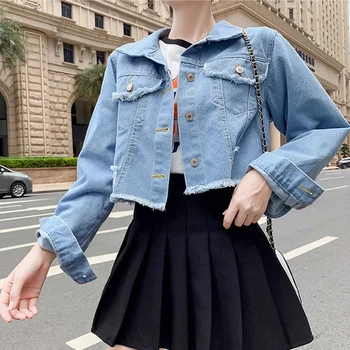 

Denim Jacket Female Short Paragraph Loose Fashion Net Red Models Wild Casual Shirt 2020 Spring And Autumn
