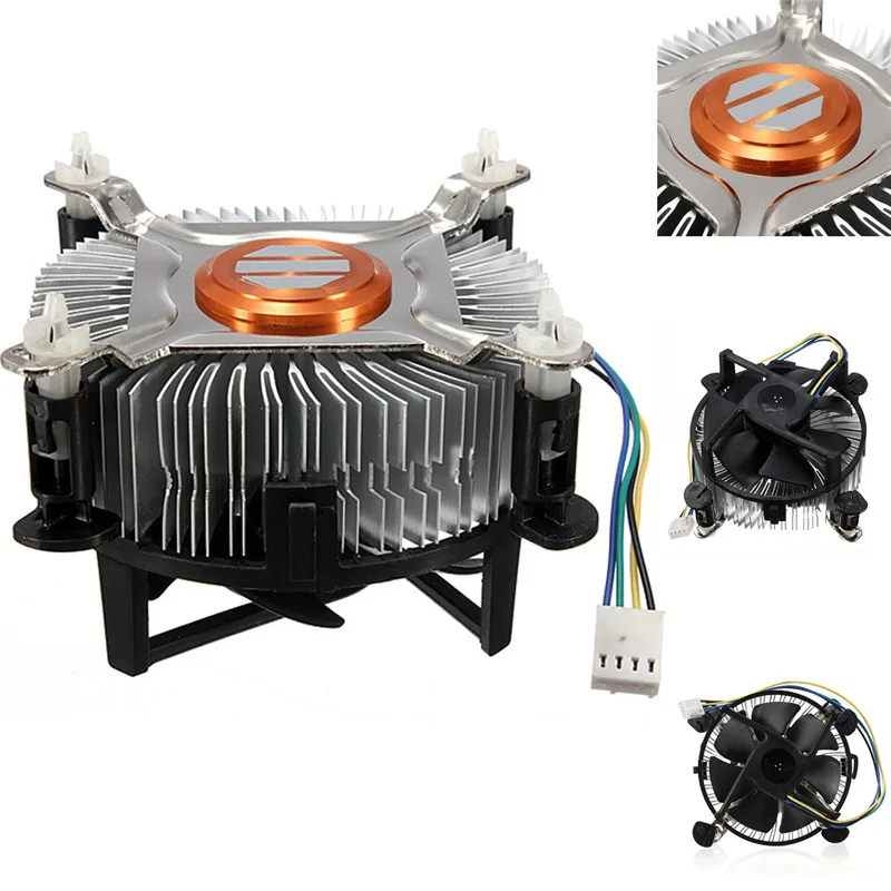 LEORY 4Pin 12V PC кулер процессора охлаждающий вентилятор Алюминиевый Кулер Радиатор для Intel Core 2 LGA разъем 775 до 3,8G E97375-001