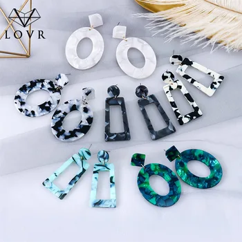 

LOVR Vintage Leopard Big Acrylic Drop Earrings 2019 for Women Fashion Long Camouflage Design Statement Dangle Earring Jewelry