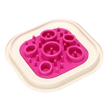

1PC Pet Slow Eating Training Bowl Plastic Dog Puppy Cat Anti Choke Feeder Food Dispenser (Circle Design, Rosy)