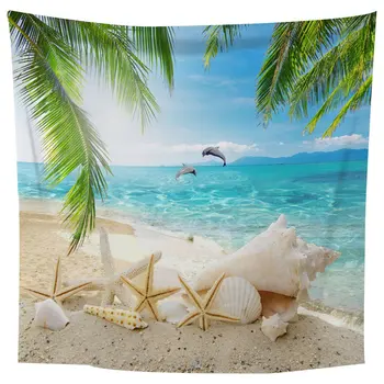 

24-1 Sea view Square Tapestry Wall Hanging Carpet Bedroom Decoration Beautiful Scenery Painting