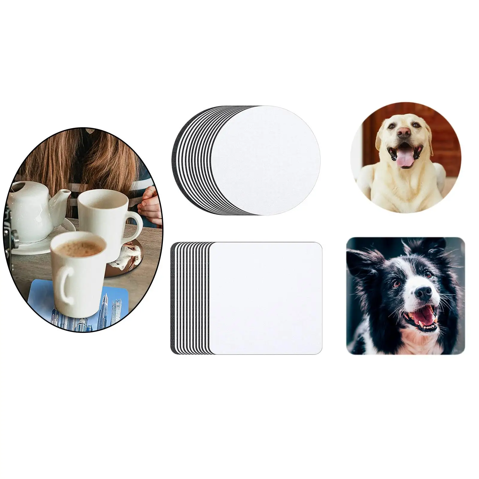 1PC DIY Sublimation Blank Coaster Wooden Cork Cup Pad MDF Round Square  Shaped Cup Mat For