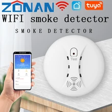 Détecteur de fumée intelligent, wi fi, Tuya, système d'alarme incendie, application, Message Push, domotique