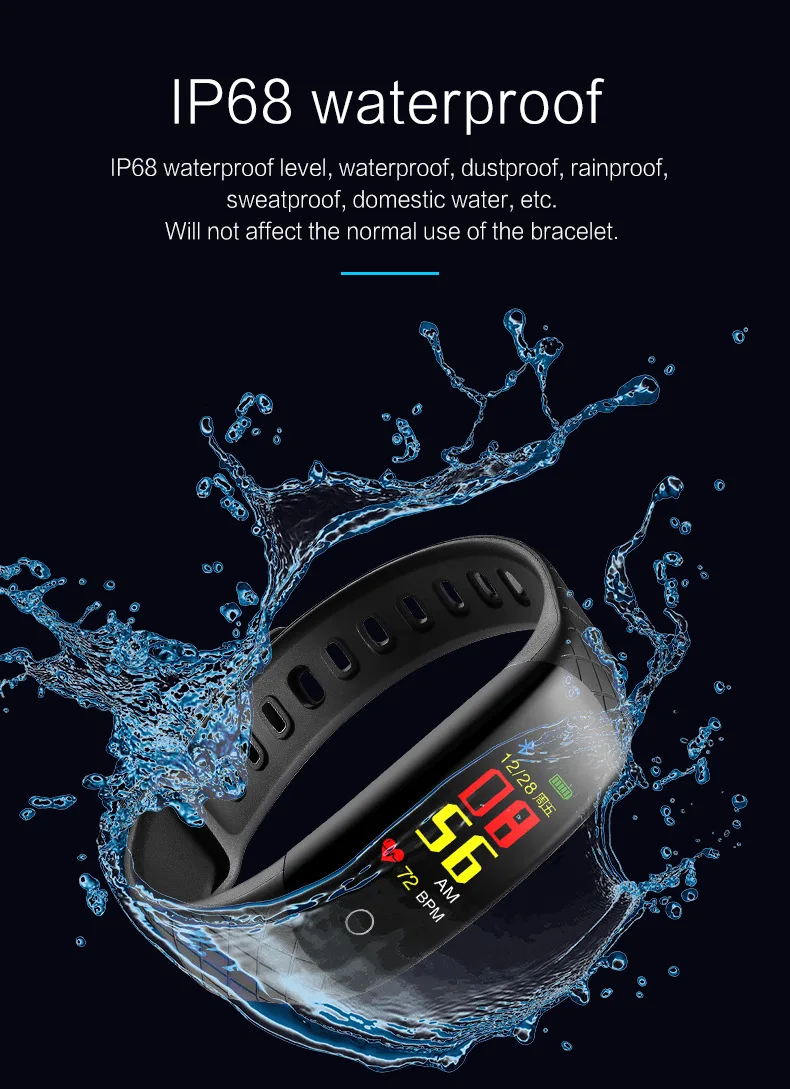 CB608 blood pressure oxygen smart heart rate bracelet waterproof pedometer sleeping monitoring SMS display smart wearable