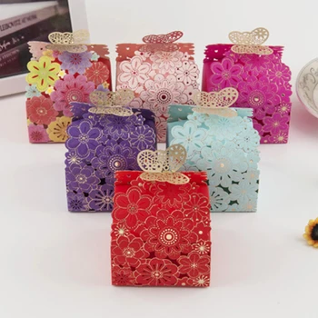 

50pcs Butterfly Laser Cut Candy Box Favor And Gift Box Packaging Chocolate Guest Wedding Christmas Birthday Party Decoration
