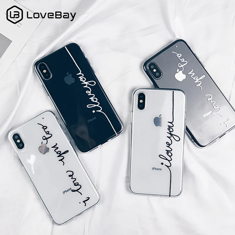 Lovebay пары телефон чехол для iPhone 7 8 6 6s Plus 5s SE X XR XS Max Прозрачный Письмо Любовь Мягкий ТПУ силиконовый чехол