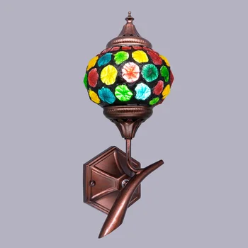 

Mediterranean Stained Glass Corridor Balcony Classic Decorative Wall Lamp Lights With 5W E27 Led Bulb Included