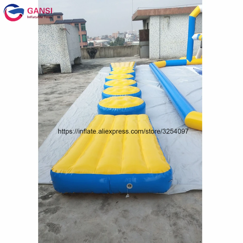 Free shipping 10m inflatable water mat obstacle course inflatable floating pontoon bridge with pallets