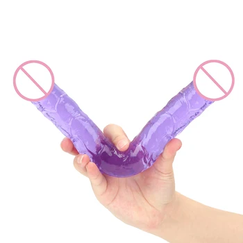 Female Masturbation Sex Toys for Women Lesbian Flexible Soft Jelly Dildo Double Ended Artificial Penis Dual Head Dildo 2