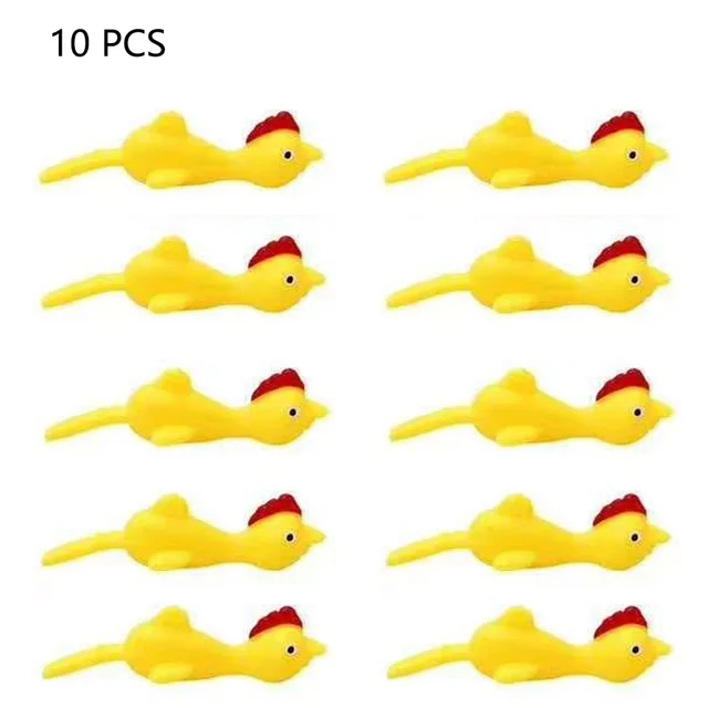 20PCS Catapult Launch Turkey Fun and Tricky Slingshot Chick Practice Chicken Elastic Flying Finger Birds Sticky DecompressionToy Catapult chick X10