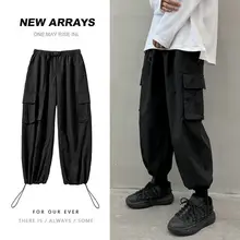 

Simple Popular Men Straight Pants Large Pocket Features Male Drawstring Pants Spring Autumn Outing Casual All-match Men Clothing