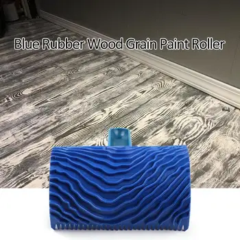

Blue Wood Grain Tool with Rubber Handle Graining Empaistic Stamp Pattern for Wall Painting DIY Decoration Paint Roller
