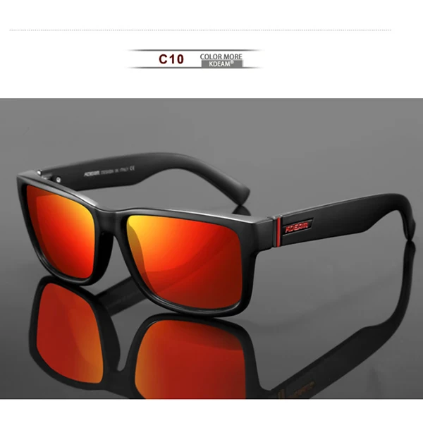 Летние новые стильные поляризационные солнцезащитные очки для мужчин и женщин KDEAM товары горячей распродажи ревамп спортивных солнцезащитных очков уличные очки для путешествия - Цвет линз: C10 Black Frame Red