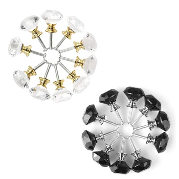 

Diamond Shape Crystal Glass 30mm Kitchen Cabinet Door Drawer Knob Cupboard Dresser Wardrobe Pull Handle with Screws, 10pcs door