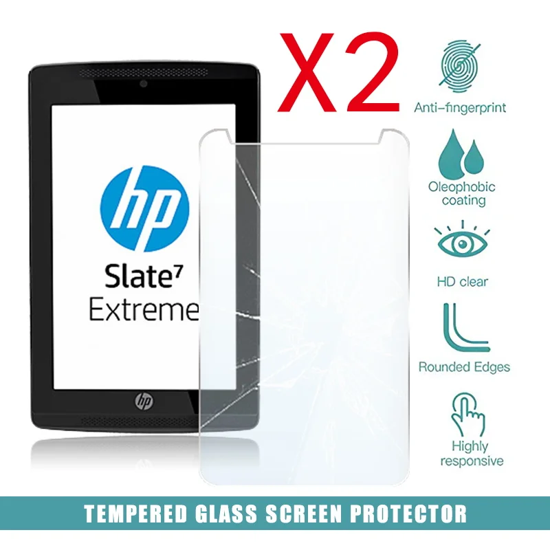 2 Pack Tempered Glass Screen Protector For HP Slate 7 Plus Tablet 